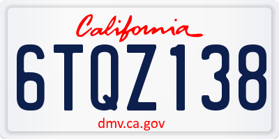 CA license plate 6TQZ138