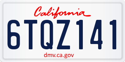 CA license plate 6TQZ141