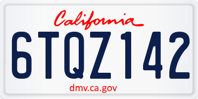 CA license plate 6TQZ142