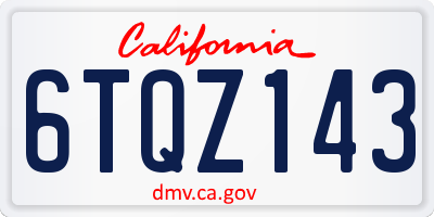 CA license plate 6TQZ143