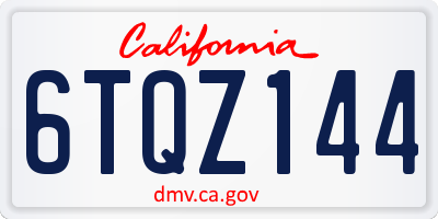 CA license plate 6TQZ144