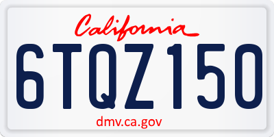 CA license plate 6TQZ150