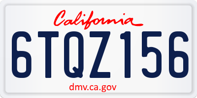 CA license plate 6TQZ156