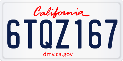 CA license plate 6TQZ167