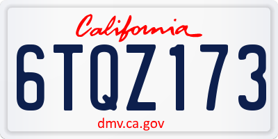 CA license plate 6TQZ173