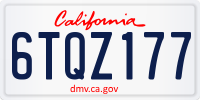 CA license plate 6TQZ177