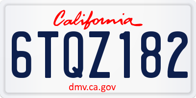 CA license plate 6TQZ182