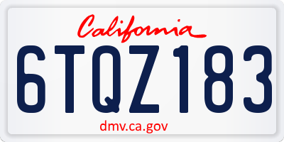 CA license plate 6TQZ183