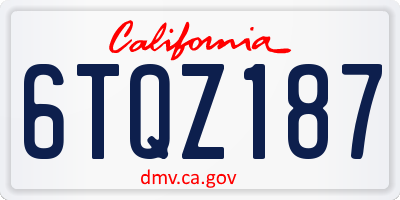 CA license plate 6TQZ187