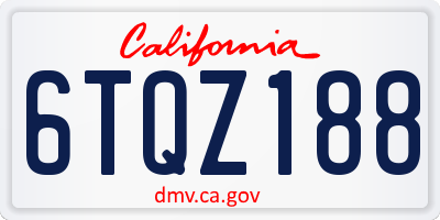 CA license plate 6TQZ188