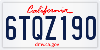 CA license plate 6TQZ190