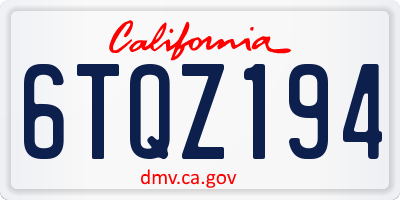 CA license plate 6TQZ194