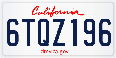 CA license plate 6TQZ196