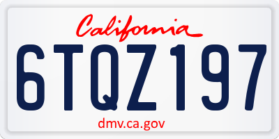 CA license plate 6TQZ197