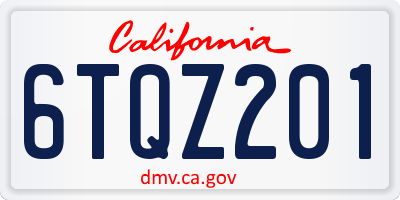 CA license plate 6TQZ201