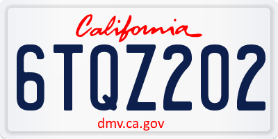 CA license plate 6TQZ202