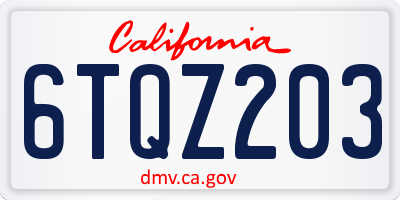 CA license plate 6TQZ203