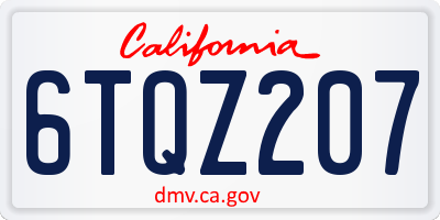 CA license plate 6TQZ207