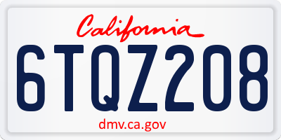 CA license plate 6TQZ208