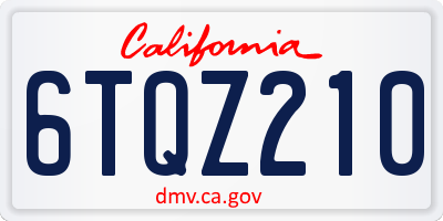 CA license plate 6TQZ210