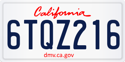 CA license plate 6TQZ216