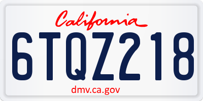 CA license plate 6TQZ218