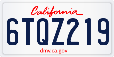 CA license plate 6TQZ219