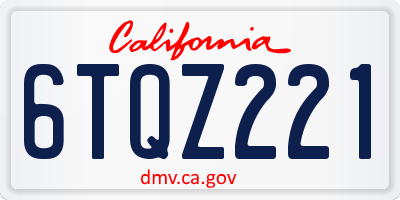 CA license plate 6TQZ221