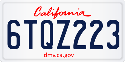 CA license plate 6TQZ223