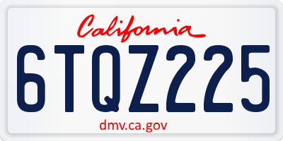 CA license plate 6TQZ225