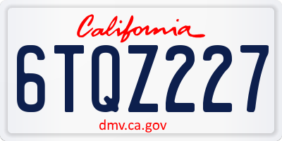 CA license plate 6TQZ227