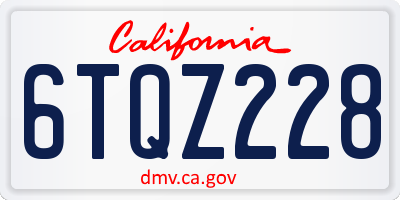 CA license plate 6TQZ228