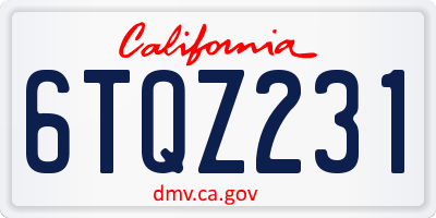 CA license plate 6TQZ231