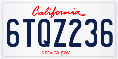 CA license plate 6TQZ236