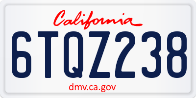 CA license plate 6TQZ238