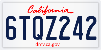 CA license plate 6TQZ242