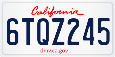 CA license plate 6TQZ245