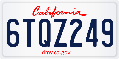 CA license plate 6TQZ249