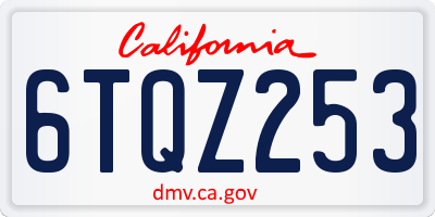 CA license plate 6TQZ253