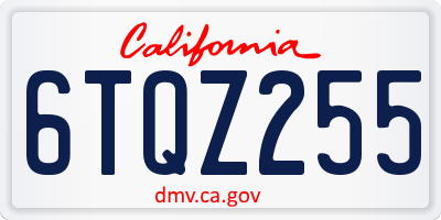 CA license plate 6TQZ255