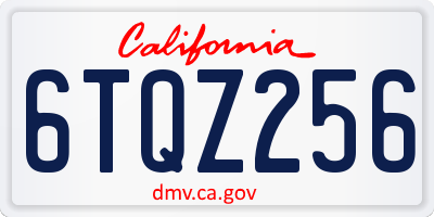 CA license plate 6TQZ256