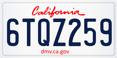 CA license plate 6TQZ259