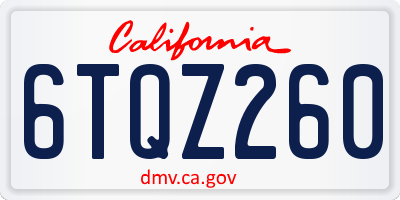 CA license plate 6TQZ260