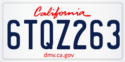 CA license plate 6TQZ263