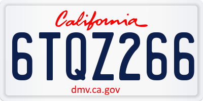 CA license plate 6TQZ266