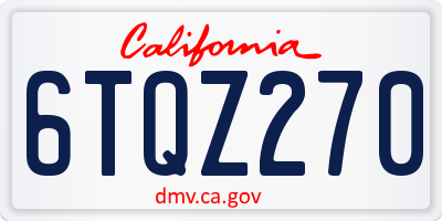 CA license plate 6TQZ270