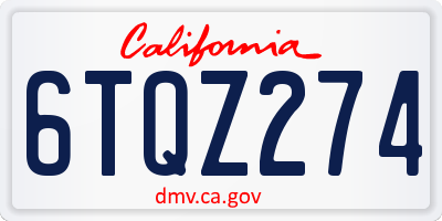 CA license plate 6TQZ274