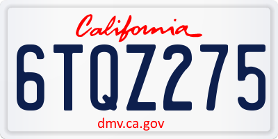 CA license plate 6TQZ275