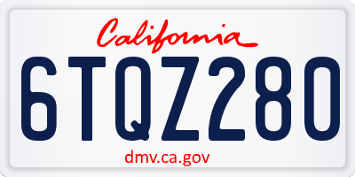 CA license plate 6TQZ280