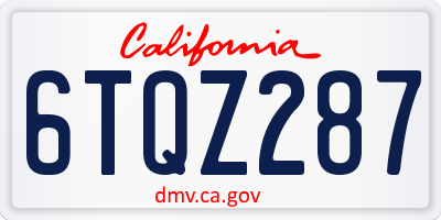 CA license plate 6TQZ287